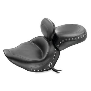 Yamaha Roadliner Solo Motorcycle Seat - Front - Mustang Motorcycle - Wide Touring w/Driver Backrest Studs - Black - `06-`15